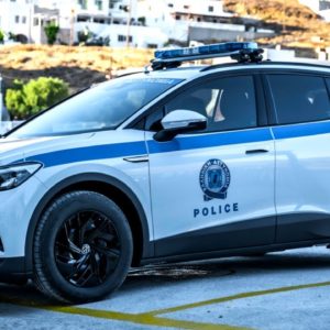 Electric Volkswagen ID.4 Police Car on Greek Island