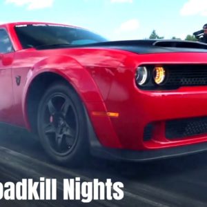 Dodge Charger and Challenger Drag Racing at 2021 Roadkill Nights