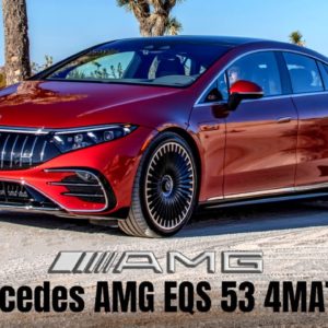 2022 Mercedes AMG EQS 53 4MATIC+ in Hyazinth Red Exterior Interior and Drive