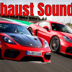 Red Porsche 718 Cayman GT4 vs GT4 RS Exhaust Sound