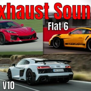 Exhaust Sound   Porsche 911 GT3 RS Flat 6 vs Corvette Z06 V8 vs Audi R8 V10
