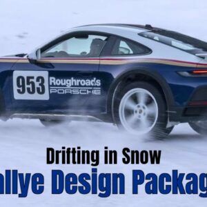 Porsche Winter Event with 911 Dakar Rallye Design Package Drifting in Snow