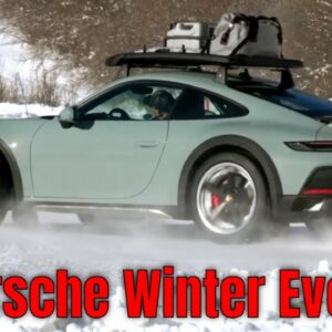 Porsche Winter Event with 911 Dakar in Shade Green Metallic Drifting on Snow