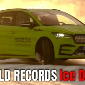 Skoda Enyaq RS iV Achieves Two GUINNESS WORLD RECORDS in Ice Drift