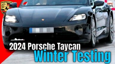 New 2024 Porsche Taycan Electric Car Testing in Winter Conditions