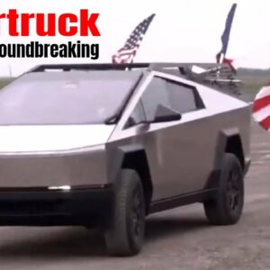 Elon Musk Drives Accessorized Tesla Cybertruck With Tools Rack To Lithium Groundbreaking in Texas