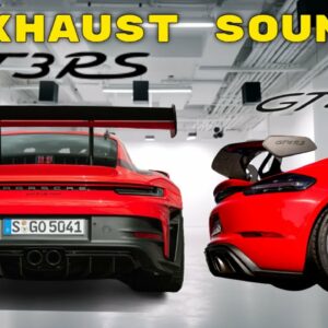 Porsche 911 GT3 RS vs 718 Cayman GT4 RS Exhaust Sound in Guards Red